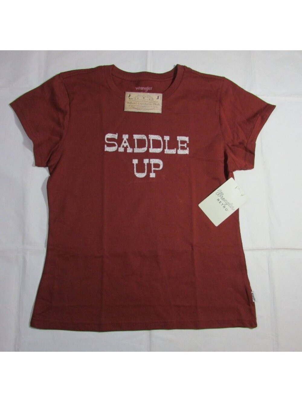 Wrangler Women's XL Short Sleeve Saddle Up Embroidered T-Shirt Russet Brown 1123